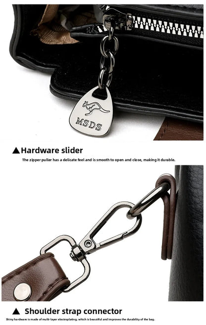 High-End Bucket Bag Three-Layer Practical Crossbody Soft Leather Shoulder Bag for Women Going to Work Stylish Mom Bag