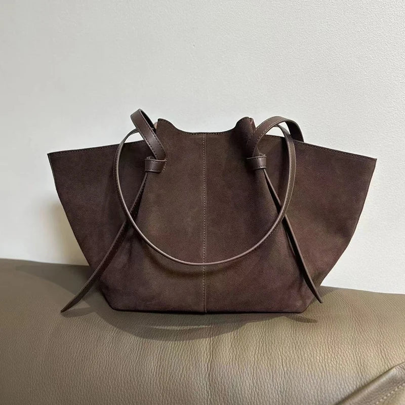 retro suede shoulder bag fashion large-capacity mother-and-child bag simple high-end wing-shaped bag commuter versatile tote bag