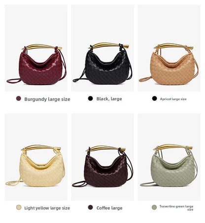 Cute Mini Sardine Basket Weave Handbag Women's Fashion Cross-Border Style PU Material Shell Shape Magnetic Buckle Soft