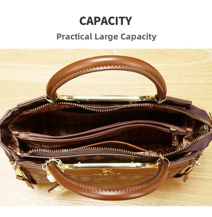 2025 New Fashion Casual Printed Ladies Handbag Urban Minimalist Style PU Material Tote Bag Medium Size Zipper Opening Polyest...