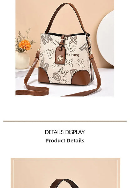 Casual Large Capacity Women's Bucket Handbag Street Style PU Material Tote Bag Single Shoulder Satchel Fashionable Everyday A...