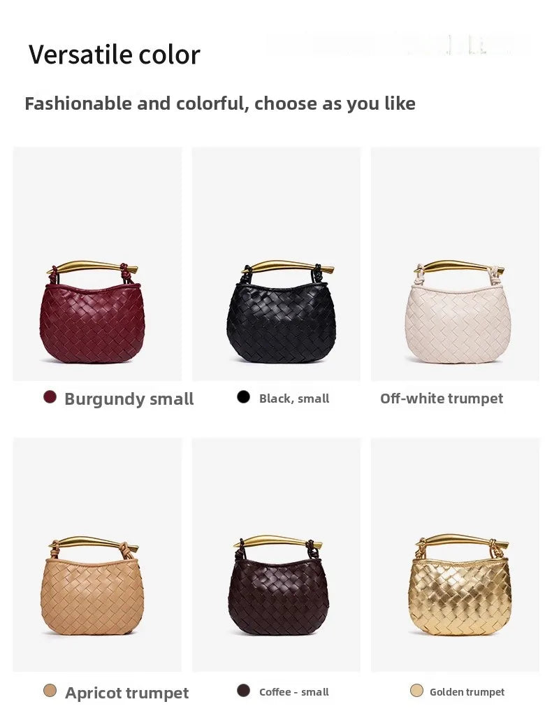 cute mini sardine basket weave handbag women's fashion cross-border style pu material shell shape magnetic buckle soft