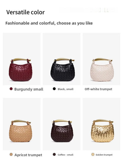 Cute Mini Sardine Basket Weave Handbag Women's Fashion Cross-Border Style PU Material Shell Shape Magnetic Buckle Soft