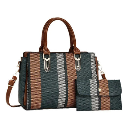 Large Capacity Mother-Child Handbag Fashion Color Block Women's Crossbody Shoulder Bag Tote Bag Commuter Business PU Bag