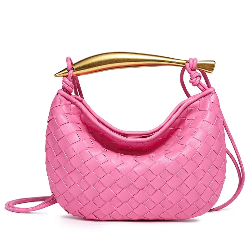 cute mini sardine basket weave handbag women's fashion cross-border style pu material shell shape magnetic buckle soft