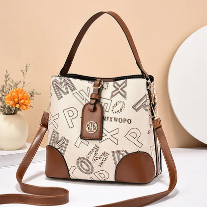 Casual Large Capacity Women's Bucket Handbag Street Style PU Material Tote Bag Single Shoulder Satchel Fashionable Everyday A...