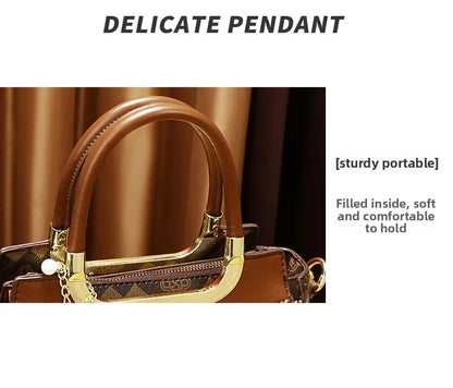 2025 New Fashion Casual Printed Ladies Handbag Urban Minimalist Style PU Material Tote Bag Medium Size Zipper Opening Polyest...