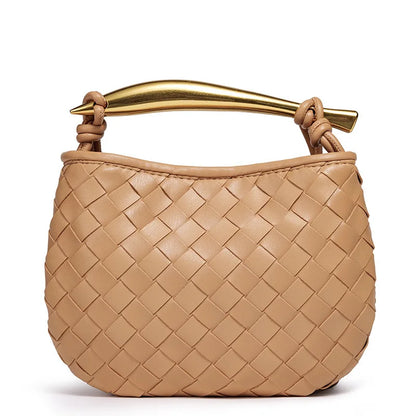 Cute Mini Sardine Basket Weave Handbag Women's Fashion Cross-Border Style PU Material Shell Shape Magnetic Buckle Soft