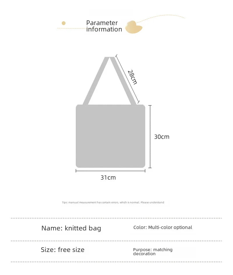 spring summer rainbow knitted large capacity tote bag versatile single shoulder bag street commuting women medium open dacron