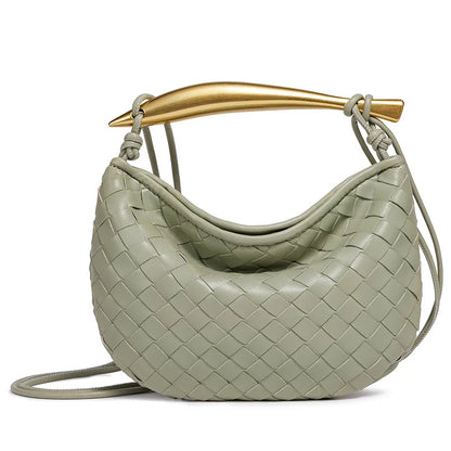 Cute Mini Sardine Basket Weave Handbag Women's Fashion Cross-Border Style PU Material Shell Shape Magnetic Buckle Soft