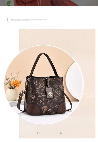 Casual Large Capacity Women's Bucket Handbag Street Style PU Material Tote Bag Single Shoulder Satchel Fashionable Everyday A...