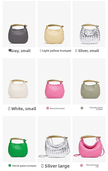 Cute Mini Sardine Basket Weave Handbag Women's Fashion Cross-Border Style PU Material Shell Shape Magnetic Buckle Soft