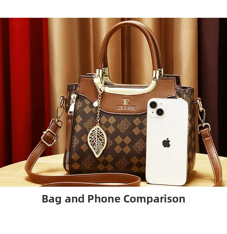 2025 new fashion casual printed ladies handbag urban minimalist style pu material tote bag medium size zipper opening polyest...
