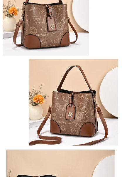 Casual Large Capacity Women's Bucket Handbag Street Style PU Material Tote Bag Single Shoulder Satchel Fashionable Everyday A...