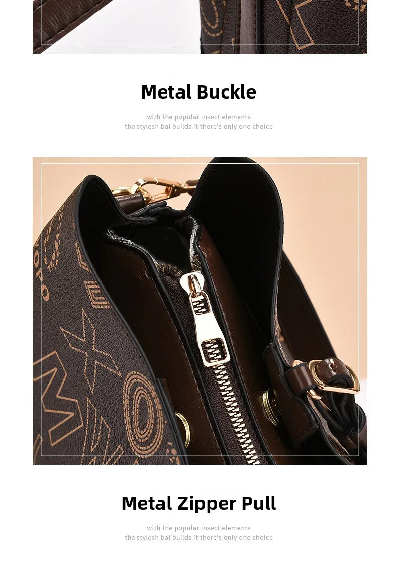 casual large capacity women's bucket handbag street style pu material tote bag single shoulder satchel fashionable everyday a...