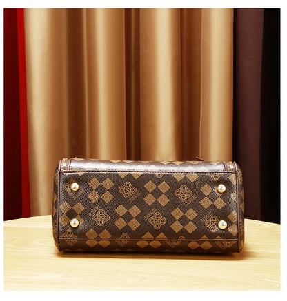 2025 New Fashion Casual Printed Ladies Handbag Urban Minimalist Style PU Material Tote Bag Medium Size Zipper Opening Polyest...