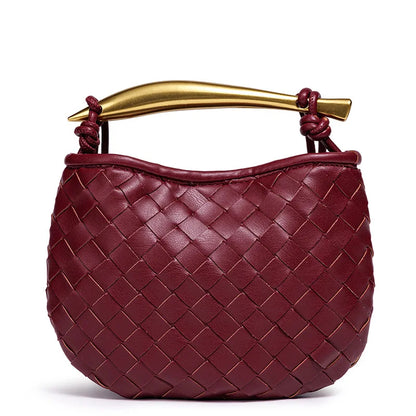 Cute Mini Sardine Basket Weave Handbag Women's Fashion Cross-Border Style PU Material Shell Shape Magnetic Buckle Soft
