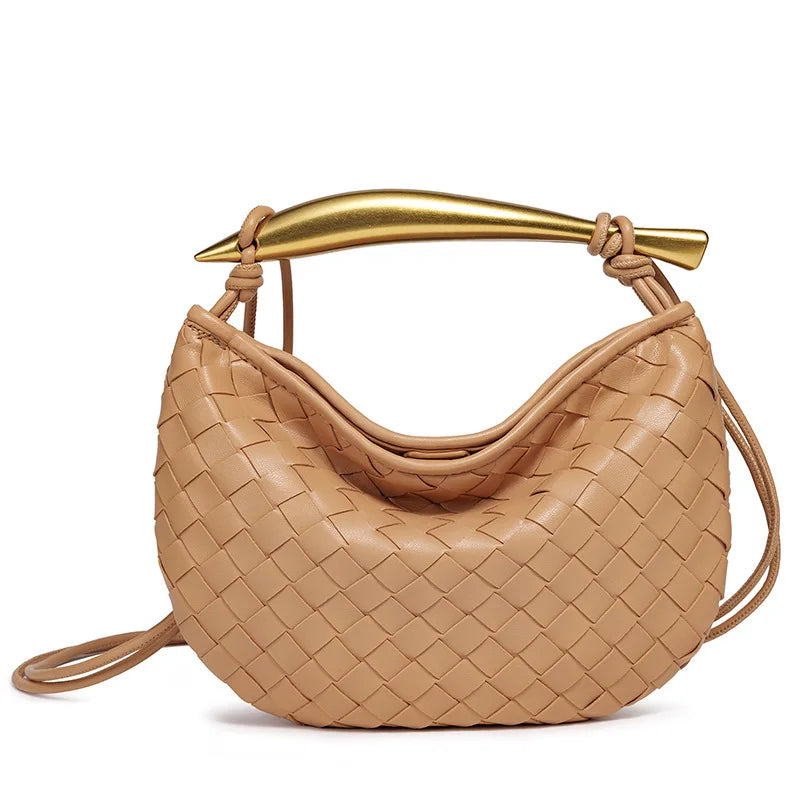 cute mini sardine basket weave handbag women's fashion cross-border style pu material shell shape magnetic buckle soft