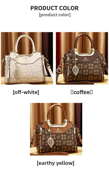 2025 New Fashion Casual Printed Ladies Handbag Urban Minimalist Style PU Material Tote Bag Medium Size Zipper Opening Polyest...