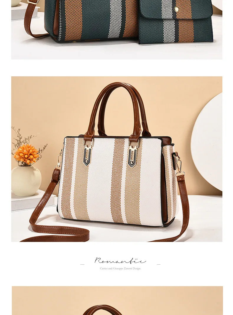 large capacity mother-child handbag fashion color block women's crossbody shoulder bag tote bag commuter business pu bag