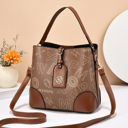 Casual Large Capacity Women's Bucket Handbag Street Style PU Material Tote Bag Single Shoulder Satchel Fashionable Everyday A...