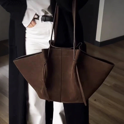 Retro Suede Shoulder Bag Fashion Large-capacity Mother-and-child Bag Simple High-end Wing-shaped Bag Commuter Versatile Tote Bag