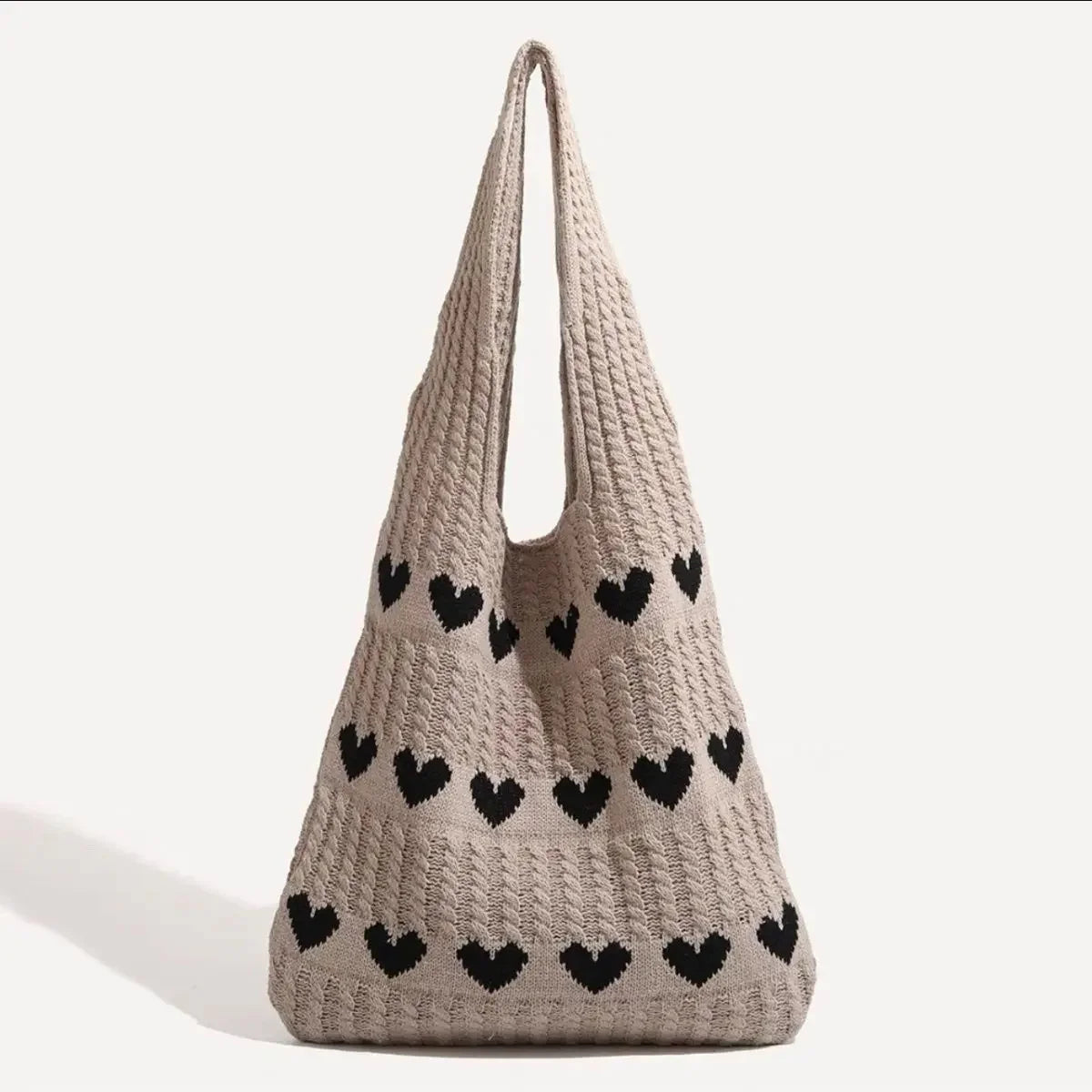 retro hollow knitted large capacity women's shopping bag tote single shoulder rope bag soft polyester fiber open door design