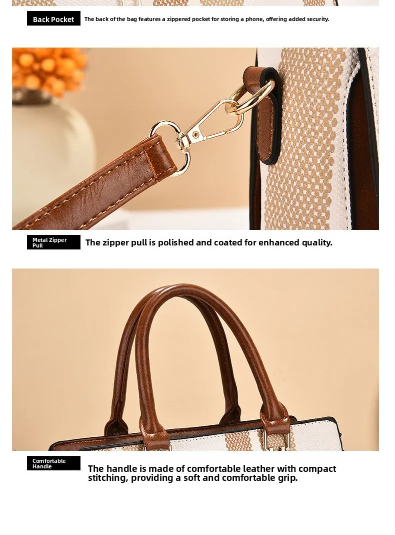 large capacity mother-child handbag fashion color block women's crossbody shoulder bag tote bag commuter business pu bag