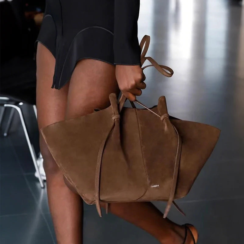 retro suede shoulder bag fashion large-capacity mother-and-child bag simple high-end wing-shaped bag commuter versatile tote bag