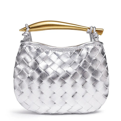 Cute Mini Sardine Basket Weave Handbag Women's Fashion Cross-Border Style PU Material Shell Shape Magnetic Buckle Soft