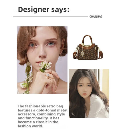 2025 New Fashion Casual Printed Ladies Handbag Urban Minimalist Style PU Material Tote Bag Medium Size Zipper Opening Polyest...