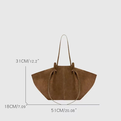 Retro Suede Shoulder Bag Fashion Large-capacity Mother-and-child Bag Simple High-end Wing-shaped Bag Commuter Versatile Tote Bag