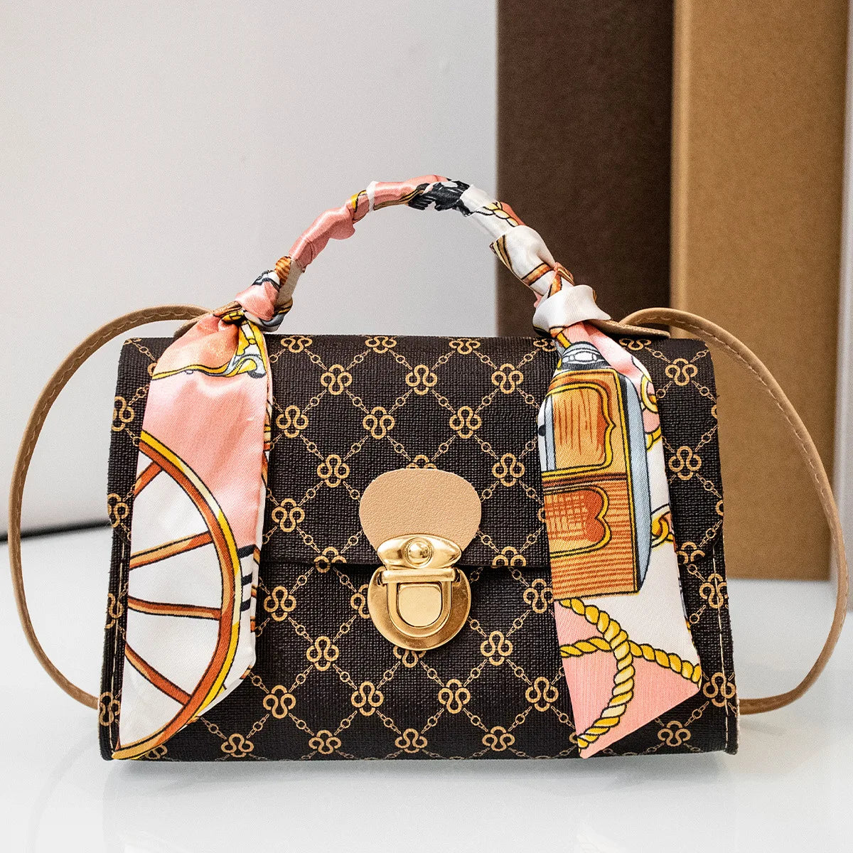 2025 new trendy sweet crossbody bag for women - floral print small square handbag