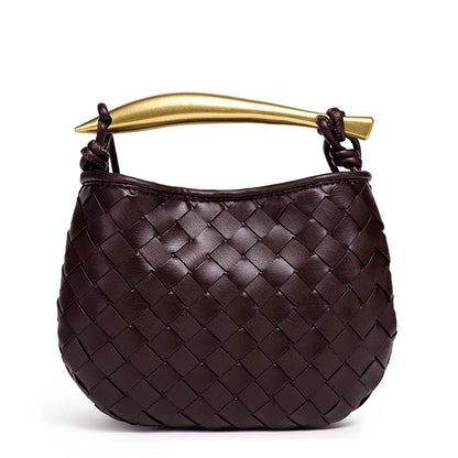 Cute Mini Sardine Basket Weave Handbag Women's Fashion Cross-Border Style PU Material Shell Shape Magnetic Buckle Soft