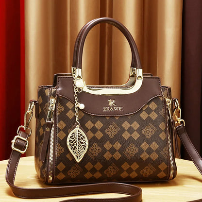 2025 New Fashion Casual Printed Ladies Handbag Urban Minimalist Style PU Material Tote Bag Medium Size Zipper Opening Polyest...