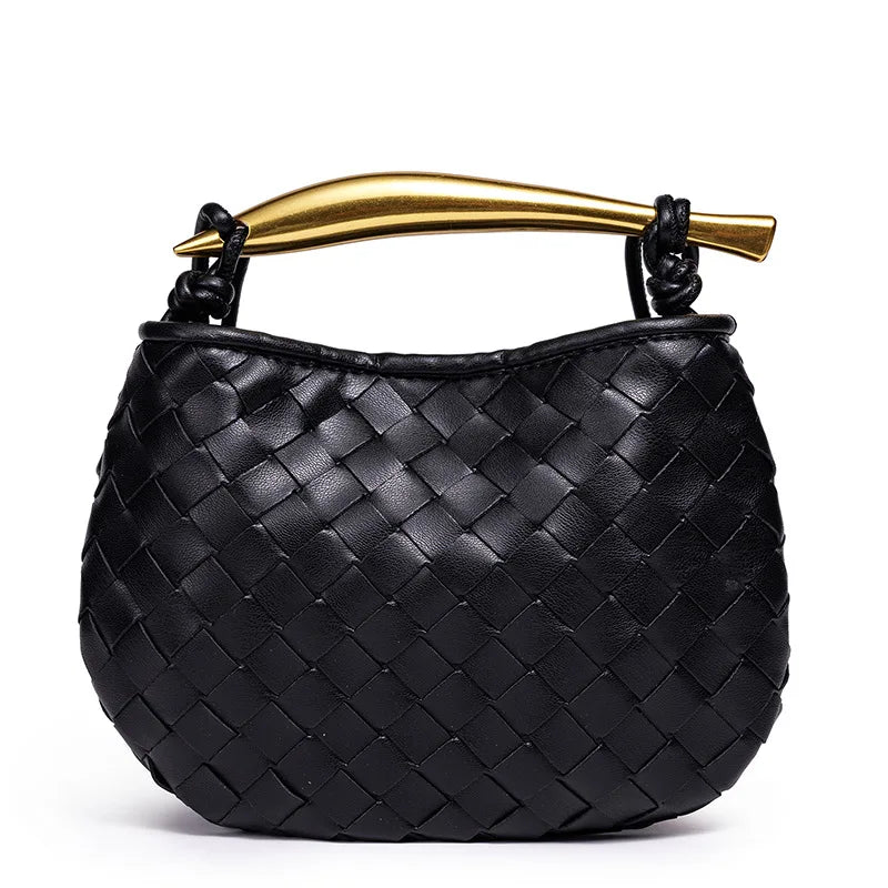 cute mini sardine basket weave handbag women's fashion cross-border style pu material shell shape magnetic buckle soft