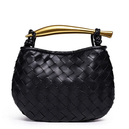 Cute Mini Sardine Basket Weave Handbag Women's Fashion Cross-Border Style PU Material Shell Shape Magnetic Buckle Soft