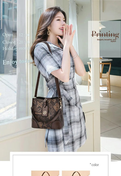 Casual Large Capacity Women's Bucket Handbag Street Style PU Material Tote Bag Single Shoulder Satchel Fashionable Everyday A...