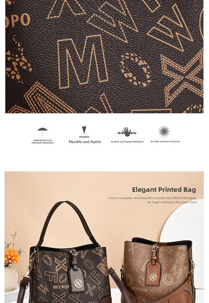 Casual Large Capacity Women's Bucket Handbag Street Style PU Material Tote Bag Single Shoulder Satchel Fashionable Everyday A...