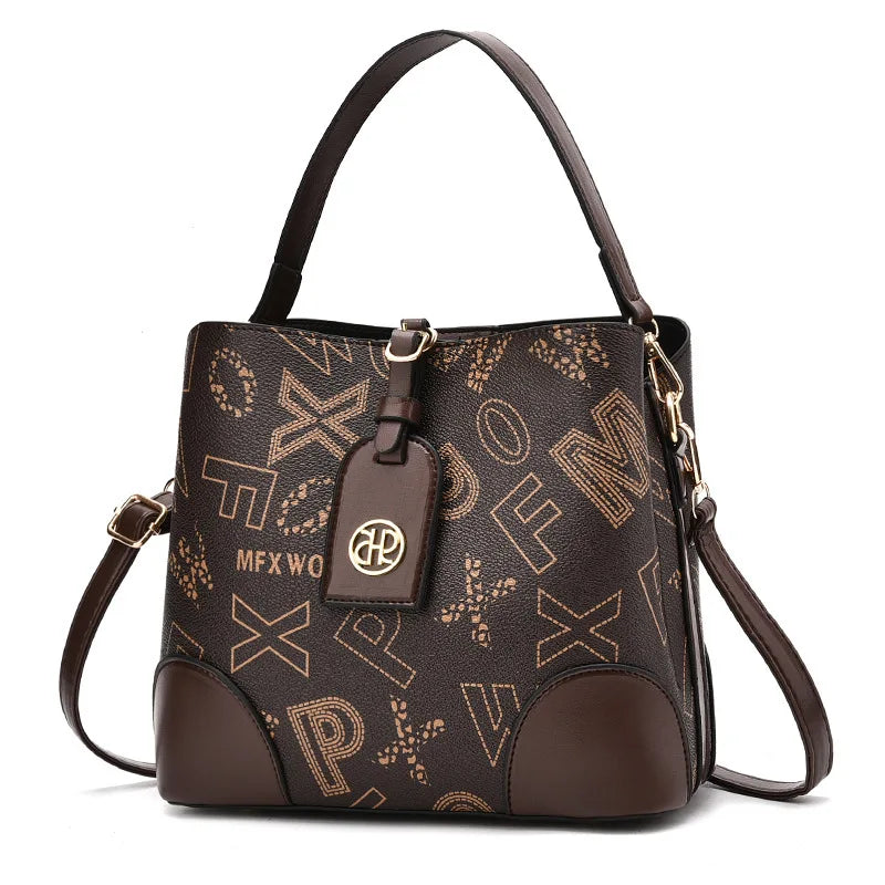 casual large capacity women's bucket handbag street style pu material tote bag single shoulder satchel fashionable everyday a...