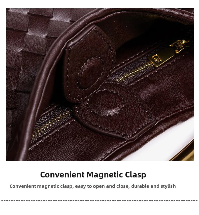 cute mini sardine basket weave handbag women's fashion cross-border style pu material shell shape magnetic buckle soft