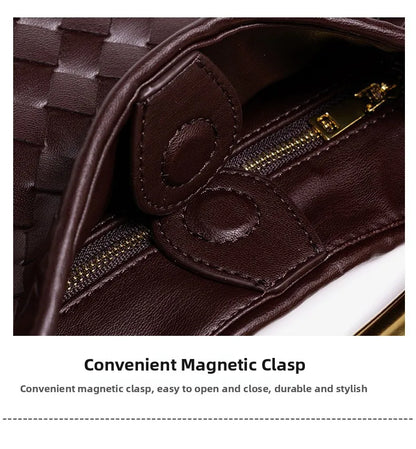 Cute Mini Sardine Basket Weave Handbag Women's Fashion Cross-Border Style PU Material Shell Shape Magnetic Buckle Soft