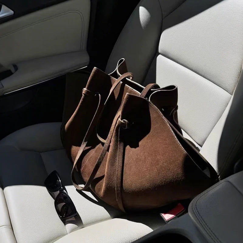 retro suede shoulder bag fashion large-capacity mother-and-child bag simple high-end wing-shaped bag commuter versatile tote bag