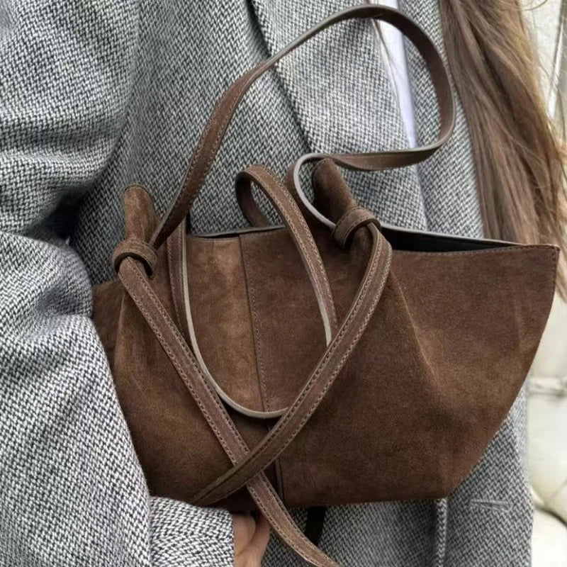 retro suede shoulder bag fashion large-capacity mother-and-child bag simple high-end wing-shaped bag commuter versatile tote bag