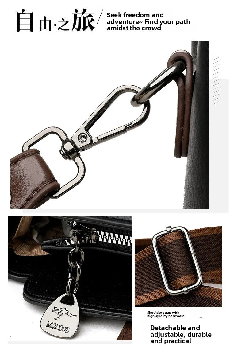 high-end bucket bag three-layer practical crossbody soft leather shoulder bag for women going to work stylish mom bag