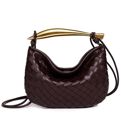 Cute Mini Sardine Basket Weave Handbag Women's Fashion Cross-Border Style PU Material Shell Shape Magnetic Buckle Soft