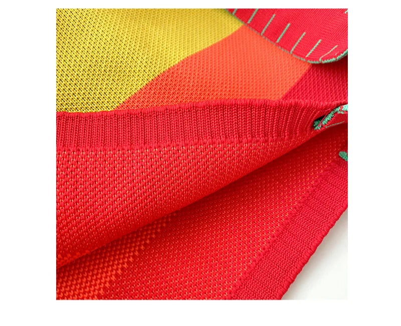 spring summer rainbow knitted large capacity tote bag versatile single shoulder bag street commuting women medium open dacron