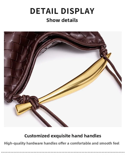 Cute Mini Sardine Basket Weave Handbag Women's Fashion Cross-Border Style PU Material Shell Shape Magnetic Buckle Soft