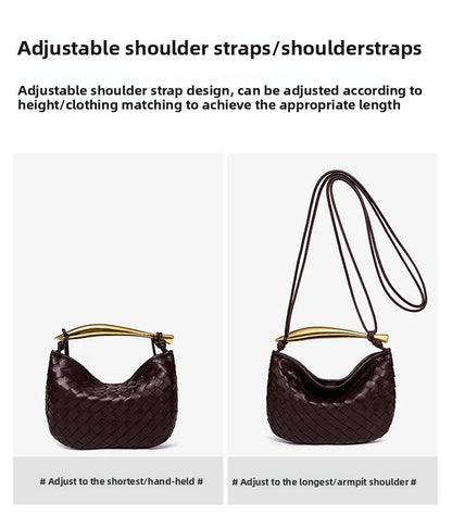 Cute Mini Sardine Basket Weave Handbag Women's Fashion Cross-Border Style PU Material Shell Shape Magnetic Buckle Soft