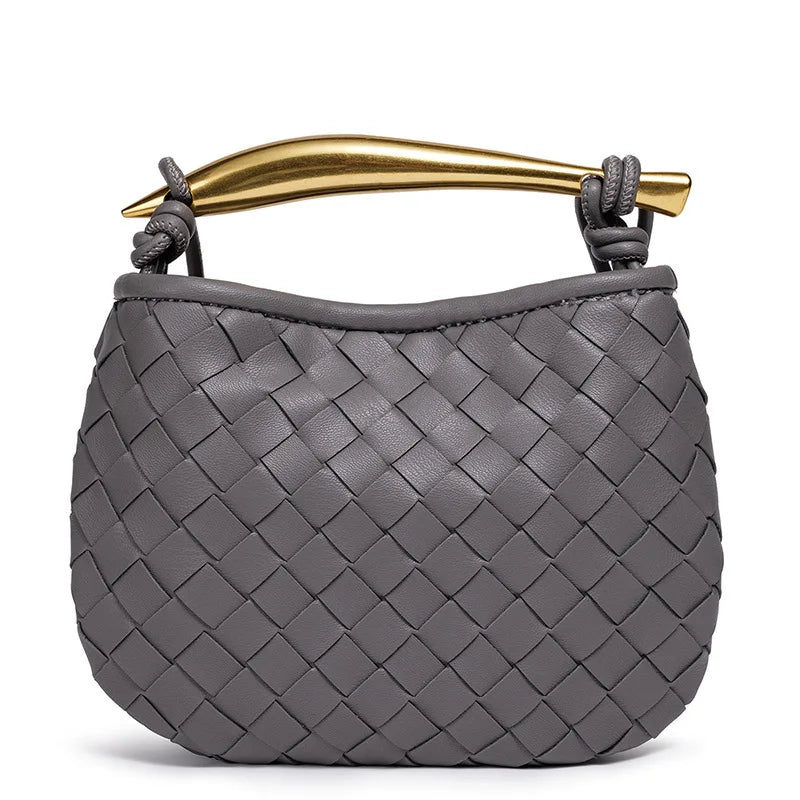 cute mini sardine basket weave handbag women's fashion cross-border style pu material shell shape magnetic buckle soft